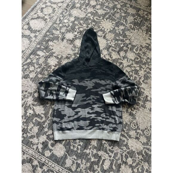 Express Men’s Sweater Hoodie Black and Grey Camo Cotton Size Large - Picture 1 of 5